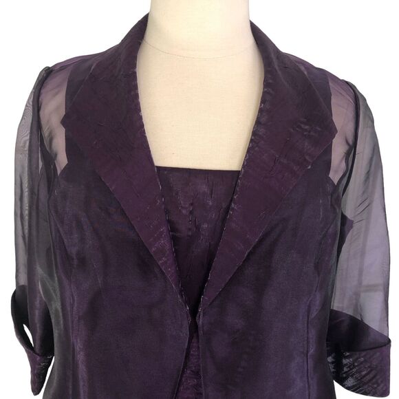 Alex Evenings Mother of Bride Jacket Dress Shift Lagenlook Purple Size 18WP - Picture 5 of 9